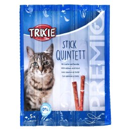 TRIXIE Stick Quintett Premio Paluszki z łososiem i pstrągiem - przysmak dla kota - 5x5 g