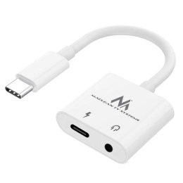 Kabel adapter Maclean MCTV-848 USB Type-C - 3,5mm mini jack PD biały