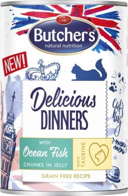 BUTCHER'S Delicious dinners Kawałki z rybą morską w galaretce - mokra karma dla kota - 400 g