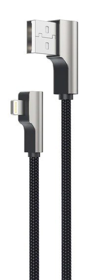 AUKEY CB-AL04 Czarny OEM nylonowy kabel USB - Lightning | 1m | wtyki 90 stopni | certyfikat MFi