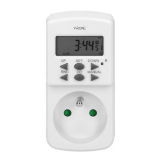 Gniazdo z elektronicznym timerem 230V, 50Hz, max. 1800W, biała, Virone, timer, 10 programów, 2P+Z