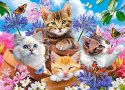 Castor Puzzle 70 elementów Koty w kwiatach