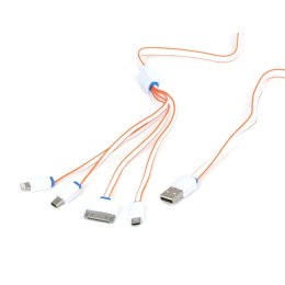 OMEGA HYDRA 4IN1 MICRO USB + MINI USB + IPHONE4 + LIGHTNING USB CABLE KABEL WHITE & ORANGE [42813]