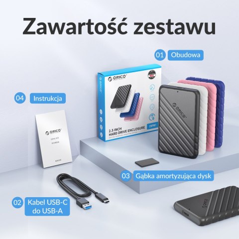 Orico Obudowa dysku 2,5" USB-C 3.1 6Gbps czarna