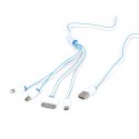 OMEGA HYDRA 4IN1 MICRO USB + MINI USB + IPHONE4 + LIGHTNING USB CABLE KABEL WHITE & BLUE [42812]