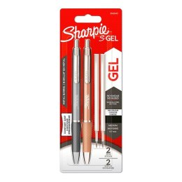 Sharpie, Długopis żelowy S-Gel Metal, czarne, 2szt, 0.7mm, dodatkowe 2 wkłady
