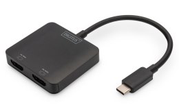 Hub/Koncentrator DIGITUS 2-portowy USB Typ C/2x HDMI 4K/60Hz HDR HDCP 2.2 MST