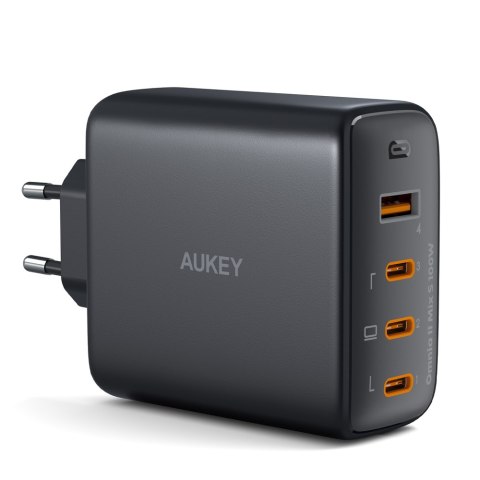 Aukey Ładowarka GaN, 3x USB-C, USB-A, QC, PD 100W