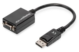 Kabel adapter DIGITUS DisplayPort z zatrzaskiem 1080p 60Hz FHD Typ DP/DSUB15 M/Ż czarny 0.15m