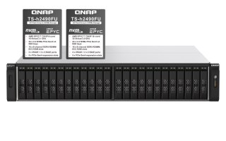QNAP TS-h2490FU-7302P-256G | 24-zatokowy all flash U.2 NVMe NAS, AMD Epyc, 256GB RAM, RP, RACK