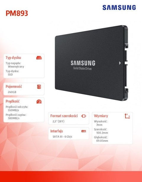 Samsung Dysk SSD DCT PM893 240GB MZ7L3240HCHQ-00W07