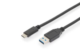 Kabel DIGITUS USB 3.1 Gen.2 SuperSpeed+ 10Gbps Typ USB C/A M/M, PD, czarny 1m
