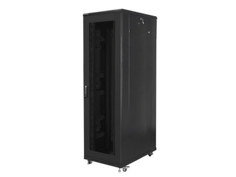 Szafa instalacyjna stojąca 19" 42U 800x1000 czarna drzwi perforowane Lanberg (flat pack)