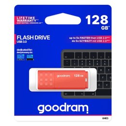 Goodram USB flash disk, USB 3.0, 128GB, UME3, pomarańczowy, UME3-1280O0R11, USB A, z osłoną