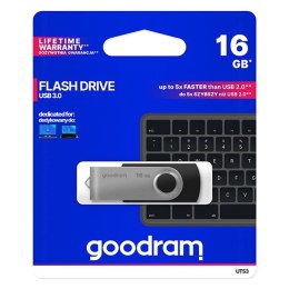 Goodram USB flash disk, USB 3.0, 16GB, UTS3, czarny, UTS3-0160K0R11, USB A, z obrotową osłoną