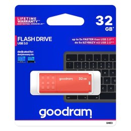 Goodram USB flash disk, USB 3.0, 32GB, UME3, pomarańczowy, UME3-0320O0R11, USB A, z osłoną