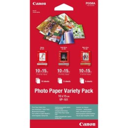 Canon Photo Paper Variety Pack VP-101, VP-101, foto papier, 5x PP201, 5x SG201, 10x GP501 typ połysk, 0775B078, biały, 10x15cm, 