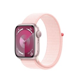 Apple Watch Series 9 GPS, 41mm Koperta z aluminium w kolorze różowym z opaską sportową w kolorze jasnoróżowym