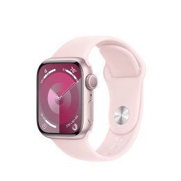 Apple Watch Series 9 GPS, 41mm Koperta z aluminium w kolorze różowym z paskiem sportowy w kolorze jasnoróżowym - M/L