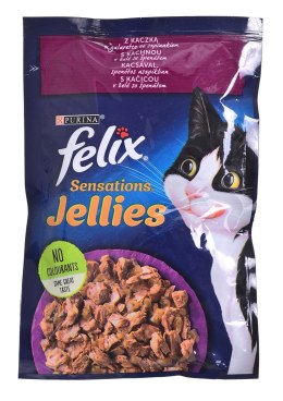 PURINA Felix Sensations Jellies z kaczką w galaretce ze szpinakiem - mokra karma dla kota - saszetka 85 g