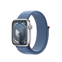 Apple Watch Series 9 GPS, 41mm Koperta z aluminium w kolorze srebrnym z opaską sportową w kolorze zimowego błękitu