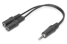 Kabel adapter headset DIGITUS MiniJack 3,5mm /2x 3,5mm MiniJack M/Ż (4pin) czarny 0,2m