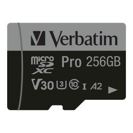 Karta pamięci Micro SDXC Verbatim Pro U3 256GB (100/90 MB/s) Class 10 U3 V30 + adapter