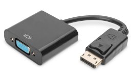 Kabel adapter DIGITUS DisplayPort z zatrzaskiem 1080p 60Hz FHD Typ DP / D-Sub 15 M/Ż czarny 0,15m