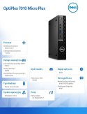 Dell Komputer Optiplex MFF Plus/Core i7-13700T/16GB/512GB SSD/Integrated/WLAN + BT/Kb & Mouse/W11Pro/vPro