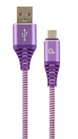 Kabel USB 2.0 (AM/microUSB M) 1m oplot tekstylny purpurowo-biały Gembird