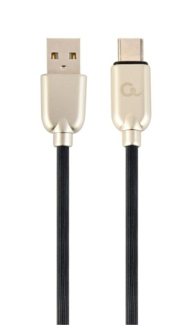 Kabel USB 2.0 - typ C (AM/CM) 2m oplot gumowy czarny Gembird