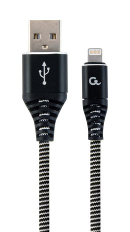 Kabel USB 2.0 - typ C (AM/CM) oplot tekstylny 1m czarno-biały Gembird