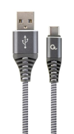 Kabel USB 2.0 - typ C (AM/CM) oplot tekstylny 1m grafitowo-biały Gembird