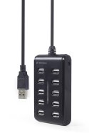 Hub USB 2.0 10-Portowy z włącznikiem Gembird (czarny)