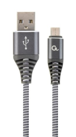 Kabel USB 2.0 (AM/microUSB M) 1m oplot tekstylny grafitowo-biały Gembird