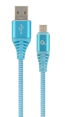 Kabel USB 2.0 (AM/microUSB M) 1m oplot tekstylny turkusowo-biały Gembird