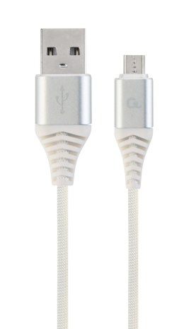 Kabel USB 2.0 (AM/microUSB M) 2m oplot tekstylny biały Gembird
