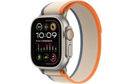 Apple Watch Ultra 2 GPS + Cellular, 49mm Koperta z tytanu z opaską Trail w kolorze pomarańczowym/beżowym - S/M