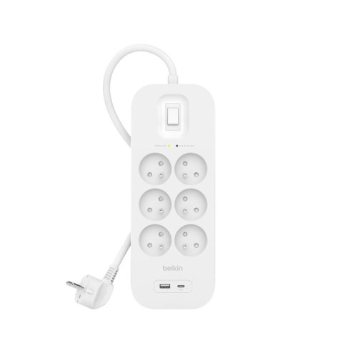 Belkin 2M, 6-portowa listwa + 1xUSB-A 1xUSB-C 650J