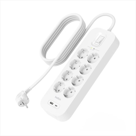 Belkin 2M, 8-portowa listwa + 1xUSB-A 1xUSB-C 900J