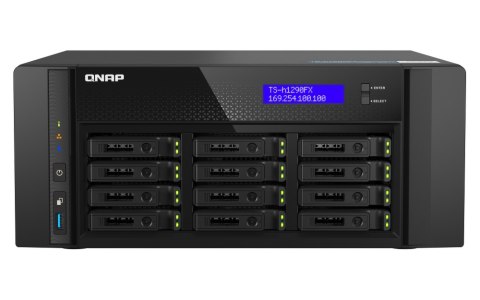 QNAP TS-h1290FX-7302P-256G | 12-zatokowy all flash NAS, AMD Epyc, 256GB RAM, 2x 25GbE SFP28, Tower