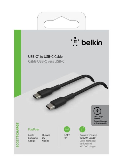 Belkin Kabel w oplocie USB-C na USB-C 60W, 1 m, czarny