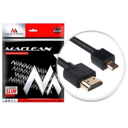 Kabel HDMI A-D Maclean MCTV-721 HDMI 1.4 (M) - microHDMI 1.4 (M) ULTRA SLIM, czarny 1m