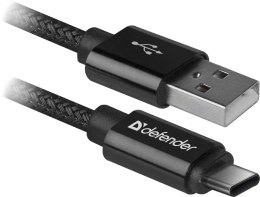Kabel USB Defender AM-TYPE C 1m 2,1A czarny