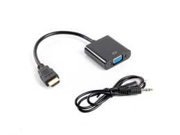Kabel adapter Lanberg AD-0017-BK HDMI-A (M) -> VGA (F) + Audio czarny