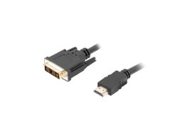 Kabel adapter Lanberg HDMI(M) - DVI-D(M)(18+1) 0,5m Single Link pozłacane styki czarny