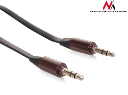 Kabel audio Maclean MCTV-695 B miniJack 3,5mm (M) - miniJack 3,5mm (M), płaski 2m, metalowy wtyk, czarny