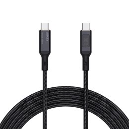 Kabel USB-C Aukey CB-MCC102 BK PD 100W, 1,8m, m/m, led