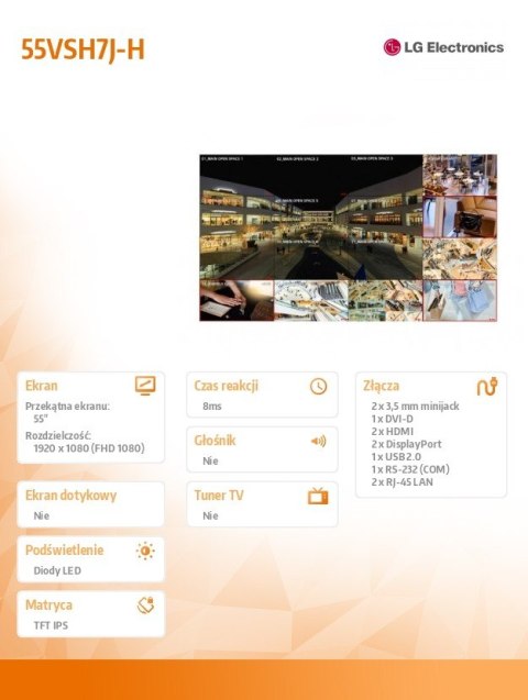 LG Electronics Monitor wielkoformatowy 55VSH7J-H 700cd/m2 24/7