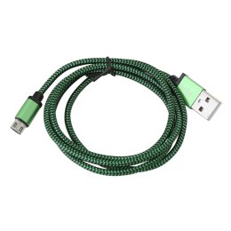 PLATINET HERMES MICRO USB TO USB FABRIC BRAIDED CABLE KABEL 2A 1M GREEN [43304]